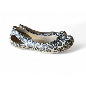CROCS Women’s Kadee Mary Janet / Animal print leopard cheetah ballet flats Sz 7